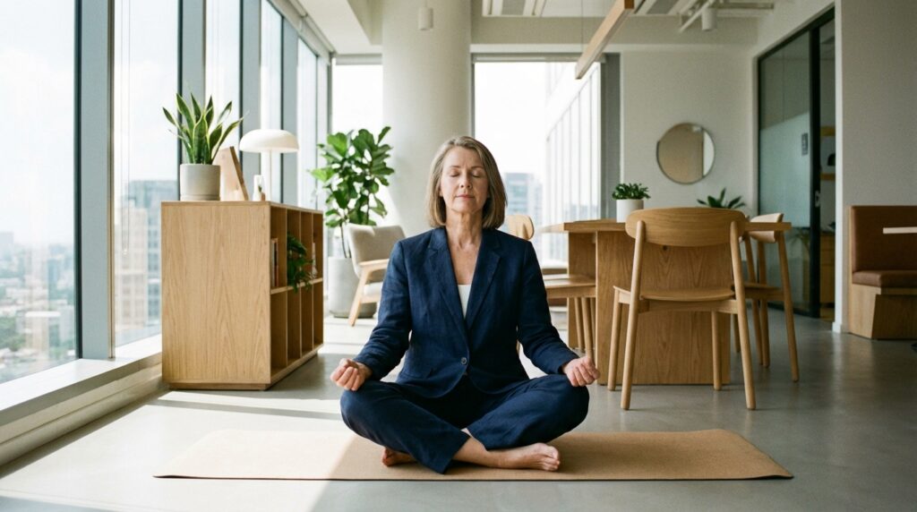 Mélina Jobin, sophrologue à bordeaux, proposant une séance de respiration pour la gestion du stress